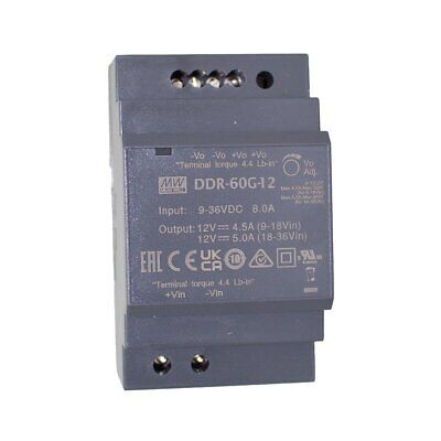 MeanWell DDR-60G-12 Convertitore tipo DC-DC per Guida DIN Input 9-36V Output