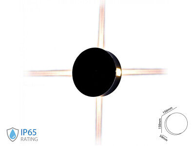 Applique Lampada LED da Muro Rotondo 4X1W 3000K Carcassa Nera IP65