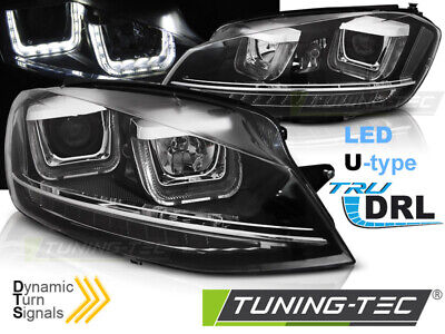 FARI ANTERIORI U-LED LUCE DRL NERO SEQ per GOLF 7 11.12-17