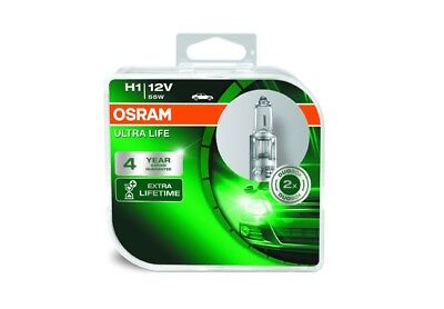 Coppia set 2 lampade lampadine osram h1 55w ultra life alta durata e resistenza