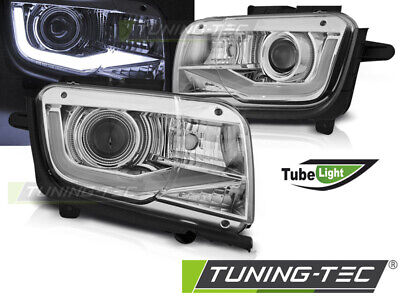 Coppia Fari fanali Anteriori Tuning CAMARO 09-13 Tubelight Cromati alogeni H11