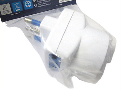 2 PZ Adattatore Triplo Spina 2P+T 16A 2 Prese 10/16A BiPasso 1 Presa 10A