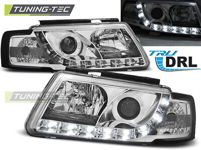 FARI ANTERIORI TRUE DRL CROMATI per PASSAT B5 3B 11.96-08.00