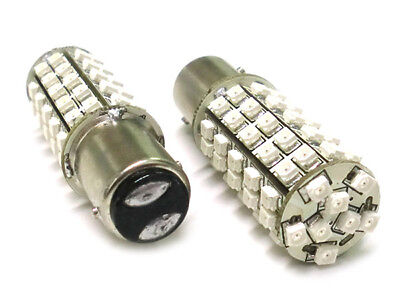 Coppia 24V Lampada Led BAY15D 1157 S25 68 Smd Rosso Luci Posizione e Stop Camion