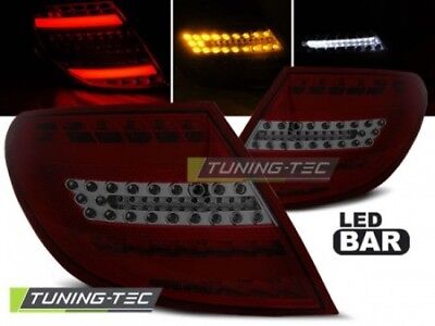 Coppia Fari Fanali Tuning Classe C W204 SEDAN 07-10 Fume' Rosso LED BAR
