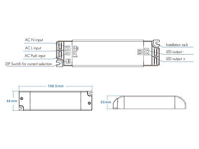 Led Driver CC Dimmerabile 25W Triac Dimmer + Pulsante Corrente Costante