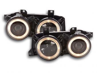 Coppia Fari Fanali Anteriori Tuning Angel Eyes serie 5 E34 88-94 nero