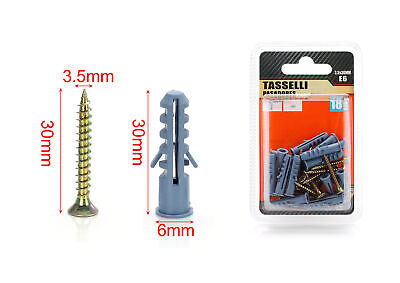 Kit 18 pcs Tasselli &Oslash;6x30mm Con Viti 3,5x30mm <ul><li>Kit Ø6x30mm