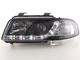 Coppia Fari Fanali Anteriori Tuning Dayline Luci Diurne A4 B5 95-99 nero