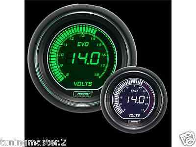 Manometro Strumento PROSPORT 52mm Voltmetro 8-18 VOLT Verde/Bianco DIGITALE