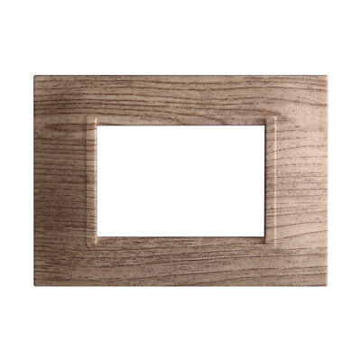 ETTROIT Placca Plastica Quadrata Serie Space 3P Colore Legno Scuro Compatibile