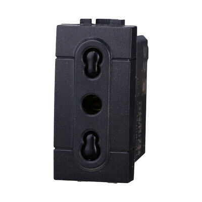 ETTROIT Presa Bipasso Bivalente 2P+T 10/16A Colore Nero Compatibile Con Bticino