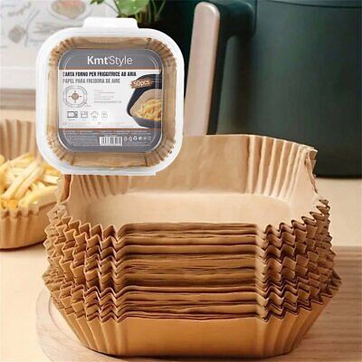 50 Pezzi Carta Forno per Friggitrice ad Aria Quadrato Antigrasso Fodera in