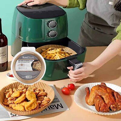 50 Pezzi Carta Forno per Friggitrice ad Aria Rotondo Antigrasso Fodera in