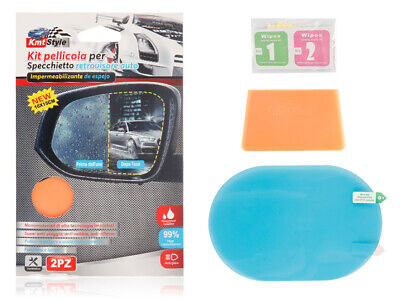 Kit Pellicola Antipioggia Per Specchietto Retrovisore Auto Misura 15X10cm