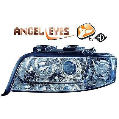 Coppia fari fanali anteriori TUNING A6 01-04 H7+H7 per reg elettrica chrome