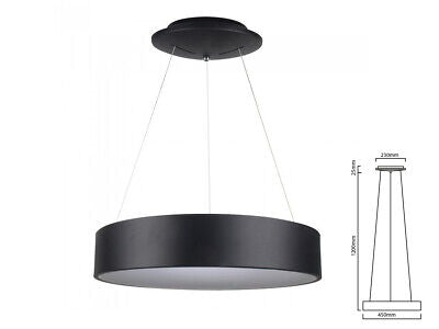 Lampada Led A Sospensione Moderno Circolare Colore Nero Diametro 450mm 25W