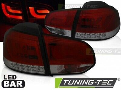 Coppia Fari Fanali Posteriori Led Tuning GOLF 6 10.08-12 ROSSO FUME' LED BAR