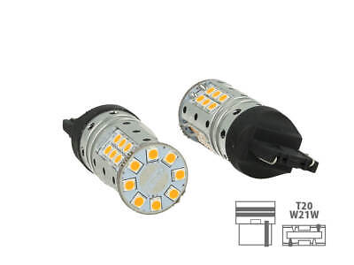 Lampada Led T20 W21W WY21W 7440 Canbus 12V 25W Reale Arancione Per Frecce No