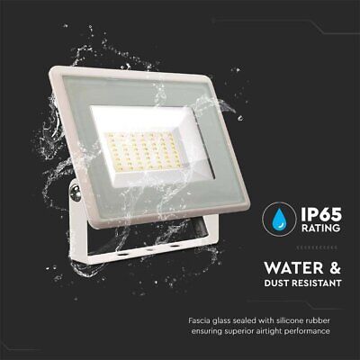 Faro Led Flood Light 50W 4300lm IP65 Slim 180x150x27mm Carcassa Bianca Luce