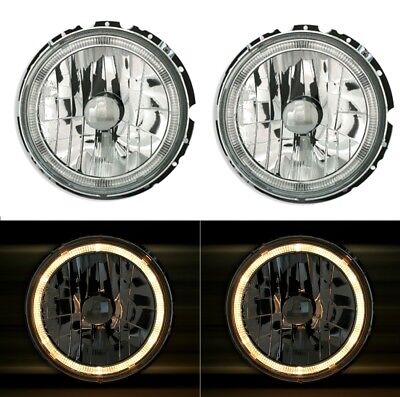 Coppia Fanali Anteriori Tuning Angel Eyes Fari per Golf 1 Cromati H4