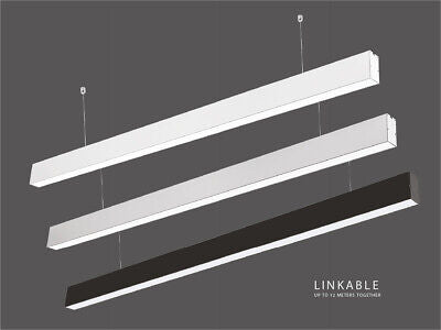 Lampada Led Lineare A Sospensione Slim 120cm 40W Corpo Nero Neutro 4000K
