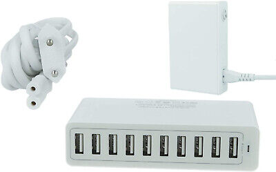 Alimentatore Caricabatterie USB da Muro 5V 10A 50W 10 Uscite Porte
