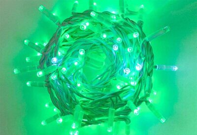 Catena Luminosa di Luci Led IP65 10 Metri Con 100 Filo Bianco Luce Verde