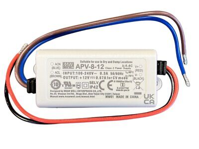 MeanWell APV-8-12 Alimentatore 8W 12V 0,67A IP30 Input 220V e 110V