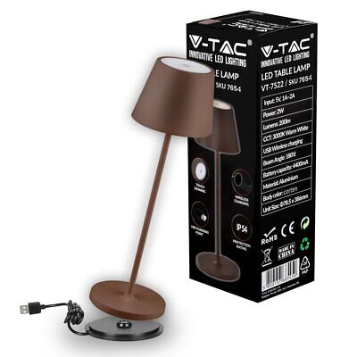 Lampada LED da Tavolo 2W Colore Marrone in Alluminio con caricatore Wireless e