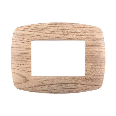 ETTROIT Placca Slim Serie Space 3P Colore Legno Chiaro Compatibile Con Bticino