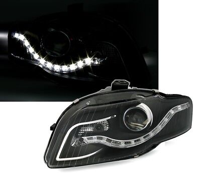 Coppia Set Fari Fanali Tuning Drl Luce diurna A4 B7 nero 11.2004 > 11.2007