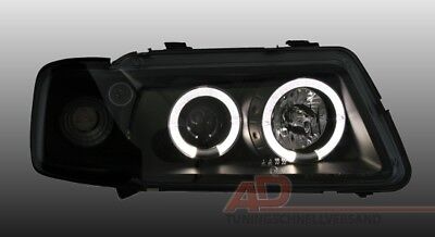 Coppia fari Fanali Anteriori TUNING A3 8L 1996-2000 h1/h1 NERO angel eyes