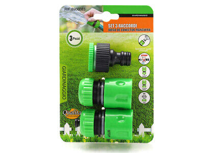 Kit 3 Pezzi Raccordo Giunzione Connettore Rapido + Adattatore Da Rubinetto