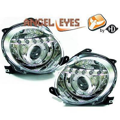 Coppia Fari Fanali Anteriori Tuning ANGEL EYES Cromati microcar bellier b8 moto
