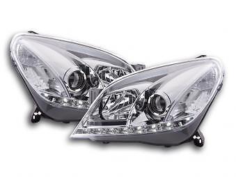 Coppia Fari Fanali Anteriori Tuning Dayline Luci Diurne H 04'-10 crom