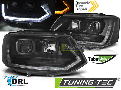 HEADLIGHTS TUBE LIGHT T6 LOOK BLACK fits T5 2010-2015