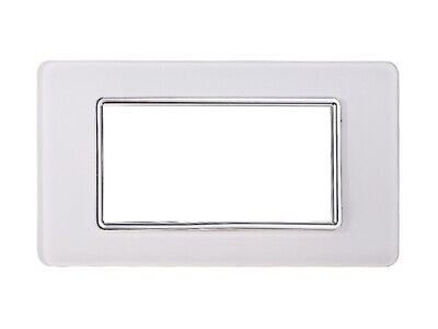ETTROIT Placca In Vetro Serie Starlight 4P Colore Bianco Compatibile Con Vimar
