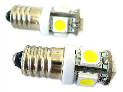 Lampadina Led E10 Vite Miniatura 5 Smd DC 12V No Polarita Luci Bianco FREDDO