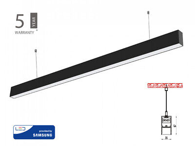 Lampada Led Lineare A Sospensione Slim 120cm 40W Corpo Nero Neutro 4000K