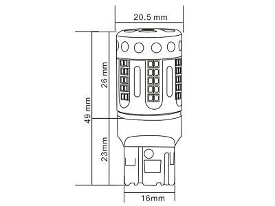 Lampada Led 7440 T20 W21W 100% Canbus 12V 21W Effettiva Arancione Con Ventola I