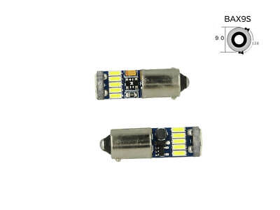 Coppia lampade 2 Led Canbus H6W BAX9S Piedi Storti 15 Smd 4014 Bianco No Errore