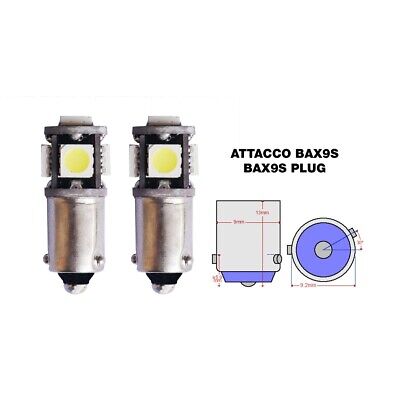 BAX9S canbus no polarity 5 led 2 pezzi 150lm 6500°K 1,9W 12V