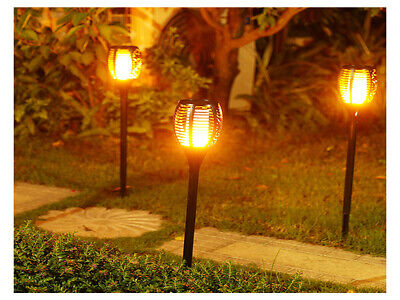 Kit 4 Lampade Solare a Led 1W 2200K Forma di Torcia Effetto Fiamma IP44 Per Gia