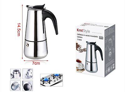 Caffettiera In acciaio Inossidabile 2 Tazze Alta 14,5cm <ul><li>Riscopri l'arte