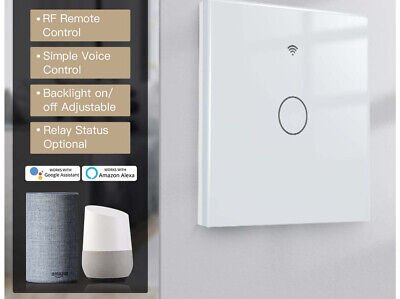 Interruttore Wifi Da Parete 86X86 Pannello Touch 1 Tasto Colore Bianco + RF 433