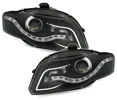 Coppia Set Fari Fanali Tuning Drl Luce diurna A4 B7 nero 11.2004 > 11.2007