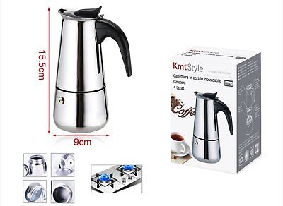 Caffettiera In acciaio Inossidabile 4 Tazze Alta 15,5cm <ul><li>Riscopri l'arte