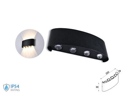 Applique Led Da Parete 8W Caldo 3000K Carcassa Nera Doppio Illuminazione