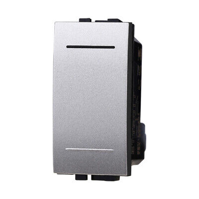 ETTROIT Pulsante 1P 16A Unipolare Colore GRIGIO Compatibile Con Bticino Living